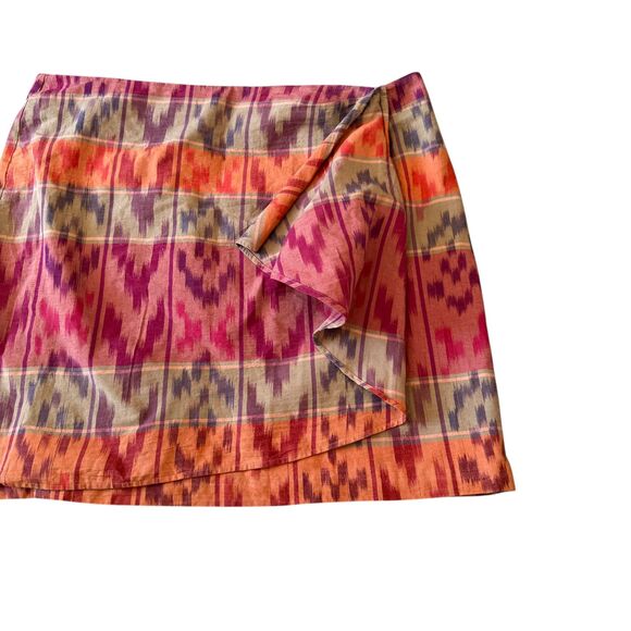 Lauren Ralph Lauren Wrap Skirt Women's 22W PLUS Geo Ikat Cotton Knee-Length NWT - Picture 5 of 16